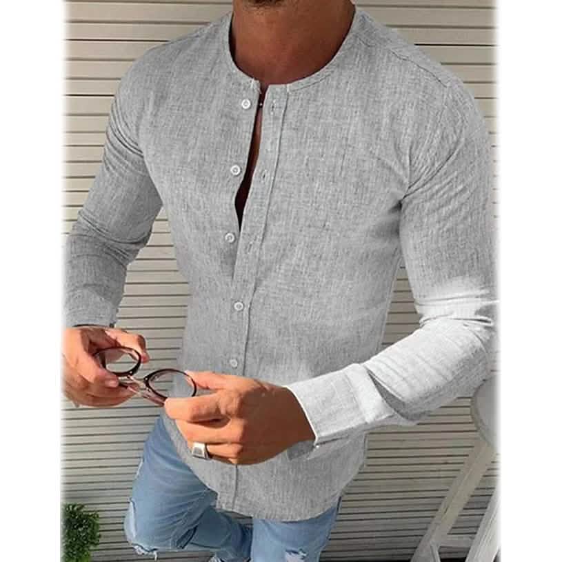 Men's Casual Solid Long Sleeve Shirt DailySale
