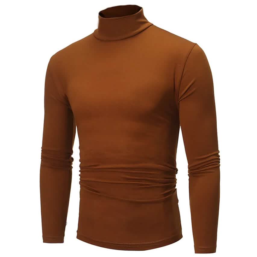 Men's Pure Color T-Shirt Thermal Mock Turtleneck Long Sleeve Tops DailySale
