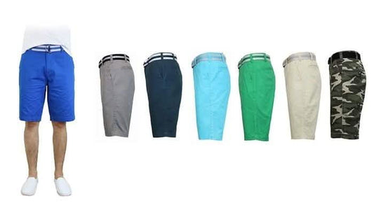 Men's Slim Fit Flat Front Belted Shorts - Assorted Colors and Sizes DailySale