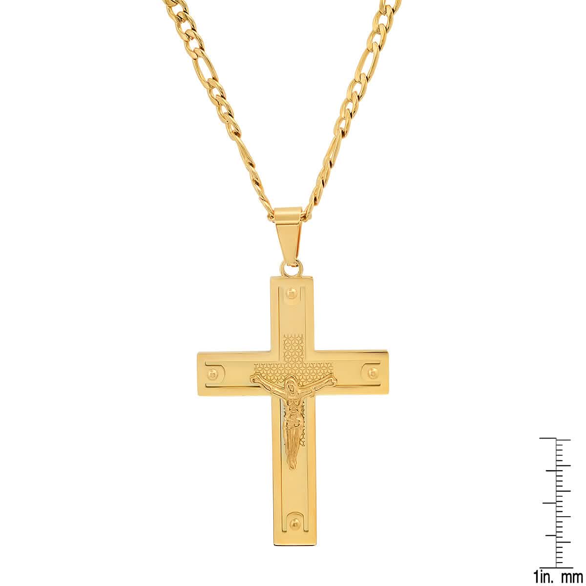 Men's Stainless Steel Crucifix Pendant with Studs DailySale
