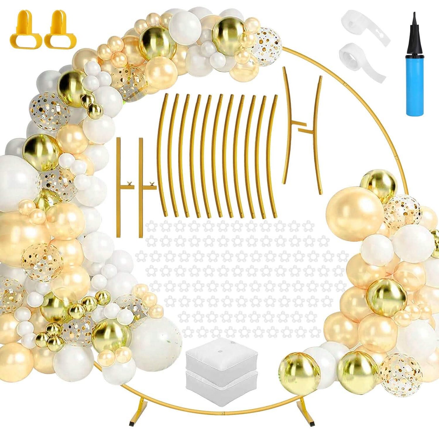Metal Round Arch Reusable Backdrop Stand with Balloon Tools DailySale