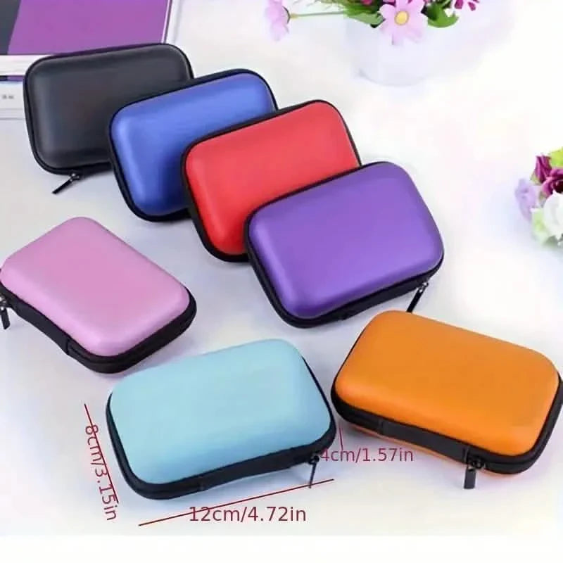 Mini Travel Portable Zippered Earphone, Coin, Jewelry, Accessory Box DailySale