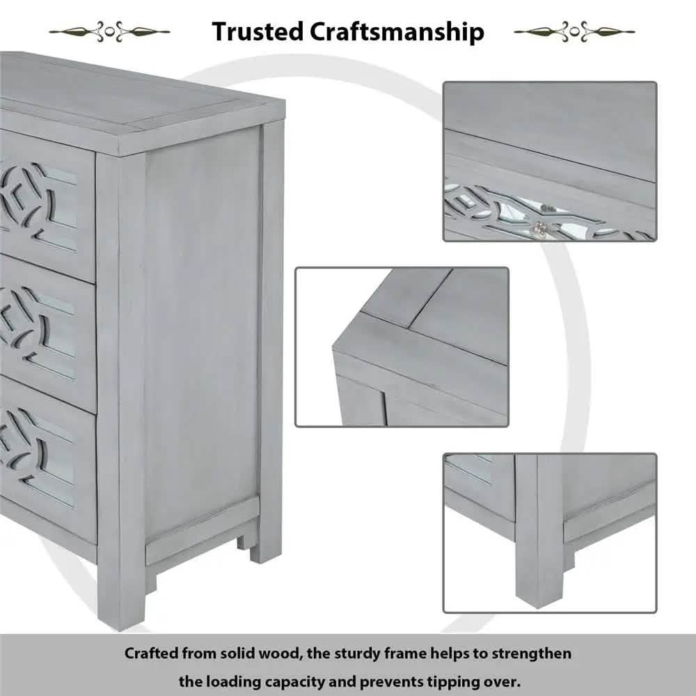Mirrored Carved Pattern Modern Gold Finish Bedroom Nightstand DailySale
