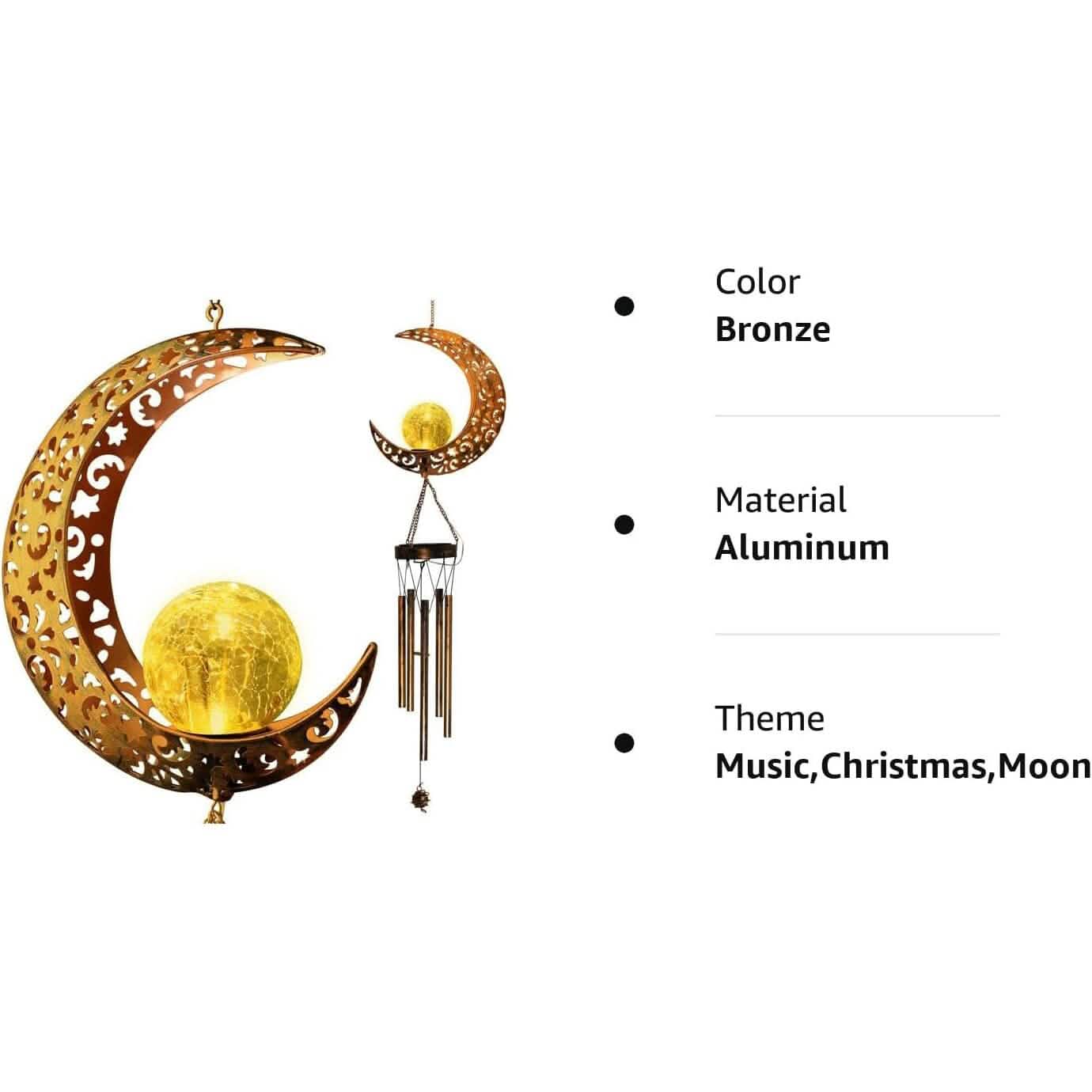Moon Crackle Glass Ball Wind Chimes Solar Wind Chimes DailySale