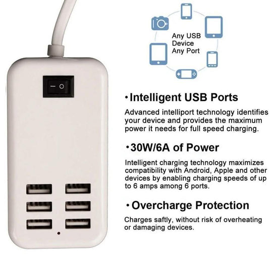 Multiport 6-USB US AC Wall Charger DailySale