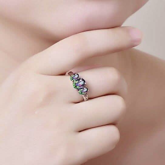Mystic Topaz Tri Stone Gemstone Ring DailySale