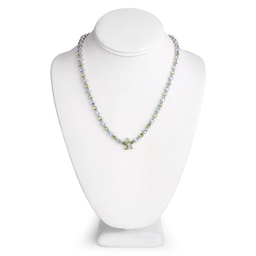29.48 Carat Genuine Blue Topaz and Peridot .925 Sterling Silver Necklace Bids.com