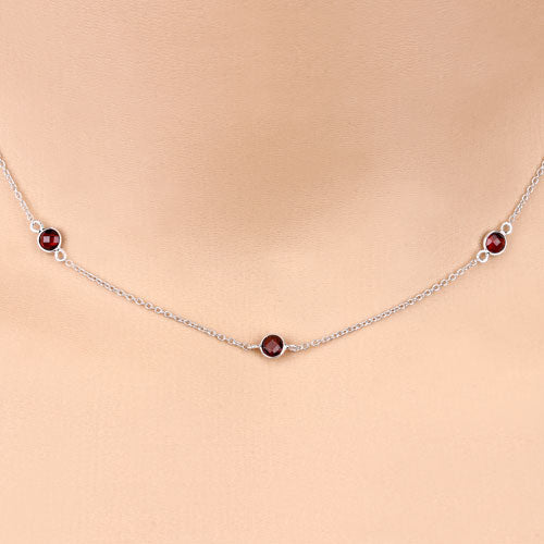 2.10 Carat Genuine Garnet .925 Sterling Silver Necklace Bids.com