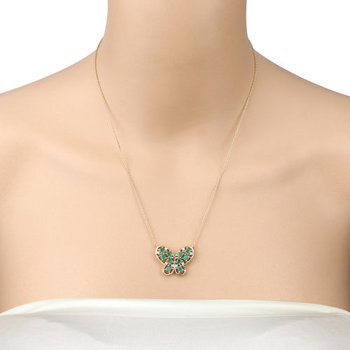 1.56 Carat Genuine Emerald and White Zircon .925 Sterling Silver Necklace Bids.com