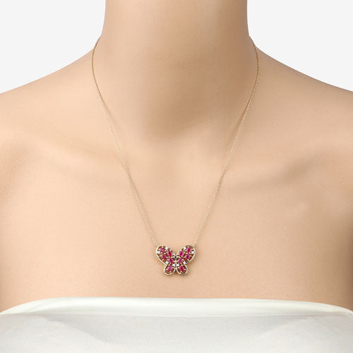 2.36 Carat Genuine Ruby and White Zircon .925 Sterling Silver Necklace Bids.com