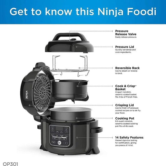 Ninja Pressure Cookers & Canners, 6.5 qt, Black (Refurbished) DailySale