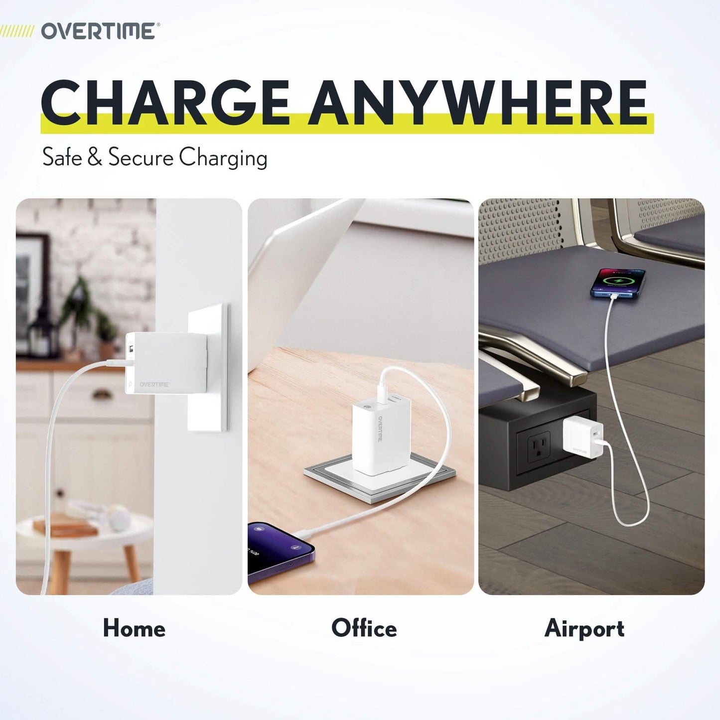Overtime Dual Port USB A and USB C 38W Fast Charging Power Adapter DailySale