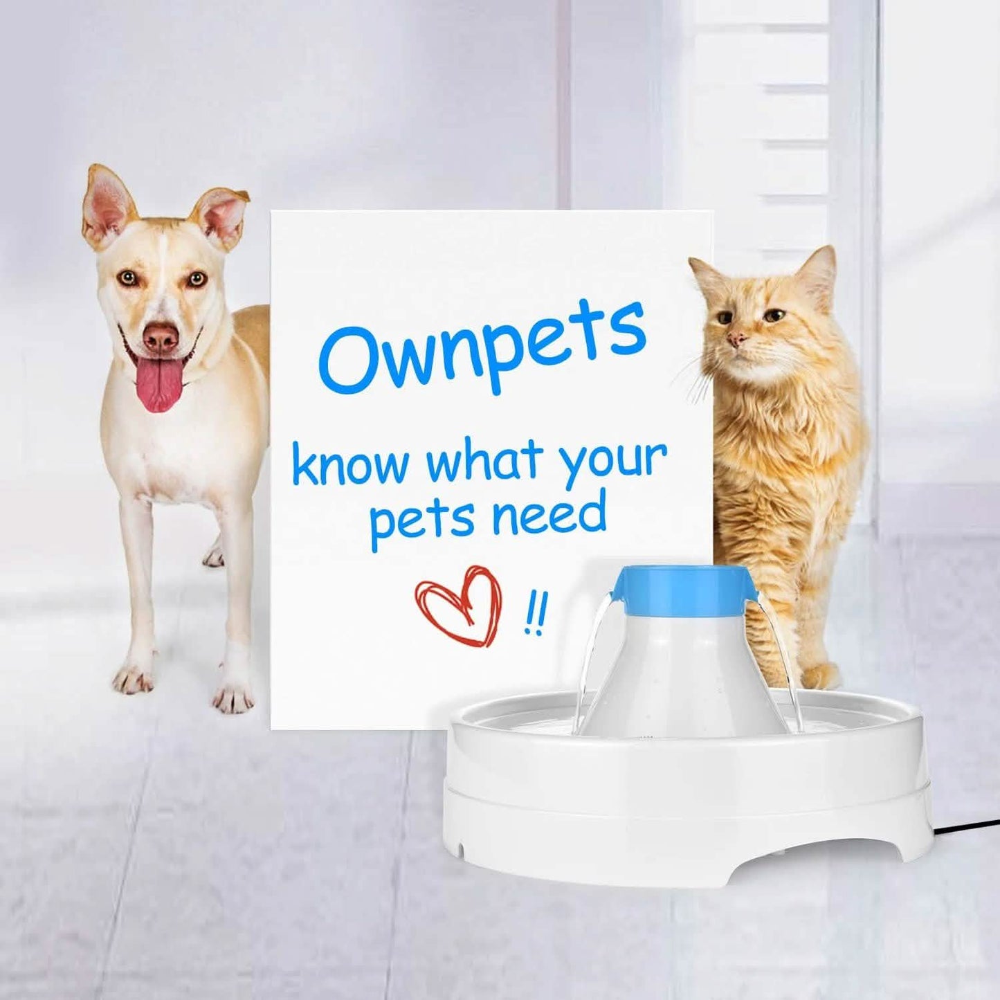 Ownpets® Pets Drinking Fountain Active Oxygen Cycle Two Drinking Area 3L DailySale