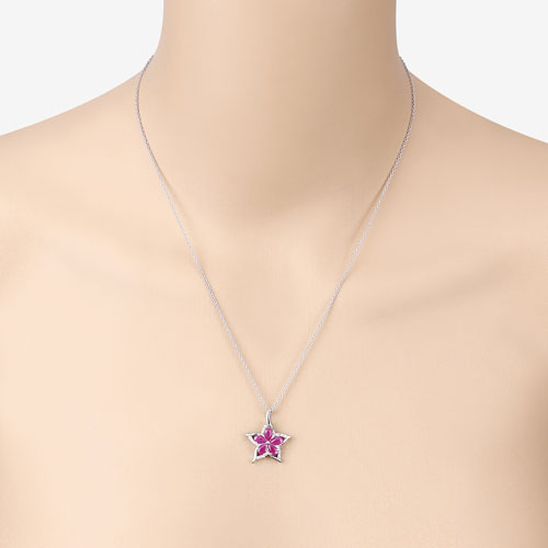 1.37 Carat Genuine Ruby and White Zircon .925 Sterling Silver Pendant Bids.com