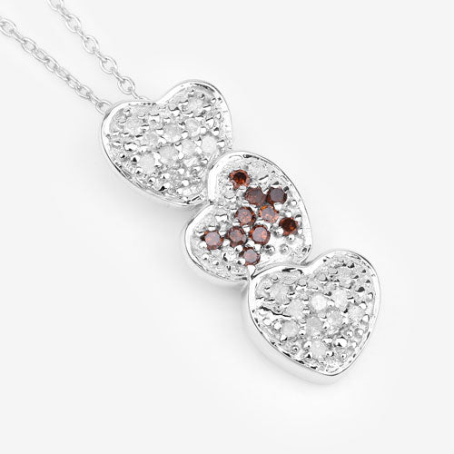 0.45 Carat Genuine Red Diamond and White Diamond .925 Sterling Silver Pendant Bids.com