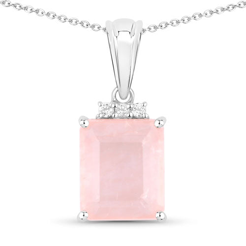 5.63 Carat Genuine Rose Quartz and White Topaz .925 Sterling Silver Pendant Bids.com