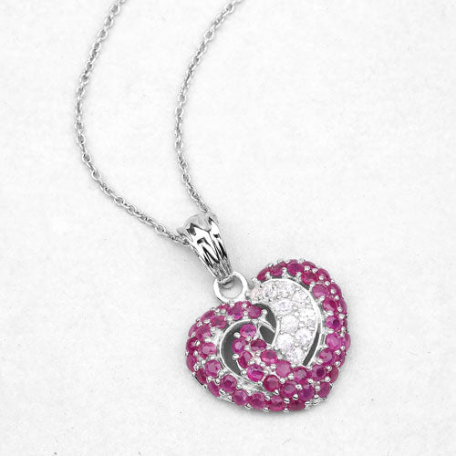 2.65 Carat Genuine Ruby and White Sapphire .925 Sterling Silver Pendant Bids.com