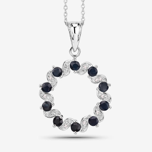 1.30 Carat Genuine Blue Sapphire and White Topaz .925 Sterling Silver Pendant Bids.com
