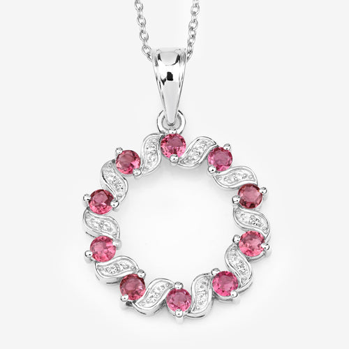 1.30 Carat Genuine Pink Tourmaline and White Topaz .925 Sterling Silver Pendant Bids.com