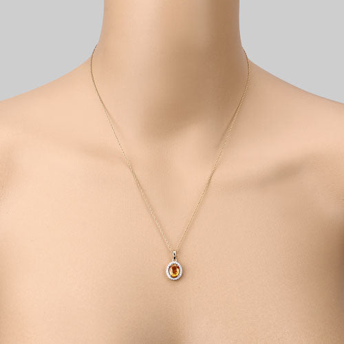 1.78 Carat Genuine Yellow Sapphire and White Diamond 14K Yellow Gold Pendant Bids.com