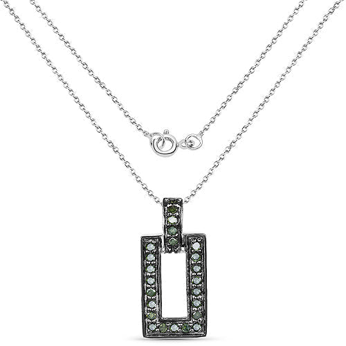 0.36 Carat Genuine Green Diamond .925 Sterling Silver Pendant Bids.com