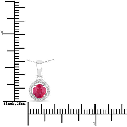0.62 Carat Genuine Ruby and White Diamond 14K White Gold Pendant Bids.com