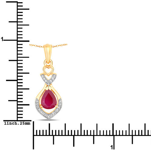 0.86 Carat Genuine Ruby and White Diamond 14K Yellow Gold Pendant Bids.com