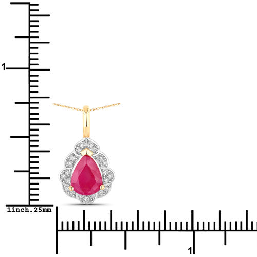 1.29 Carat Genuine Ruby and White Diamond 14K Yellow Gold Pendant Bids.com