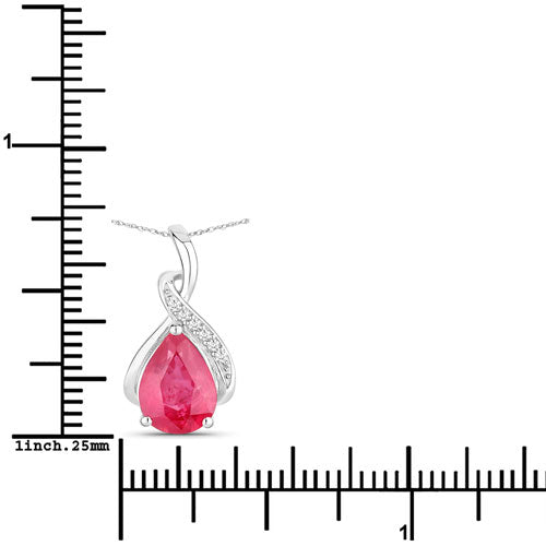 1.98 Carat Genuine Ruby and White Diamond 14K White Gold Pendant Bids.com