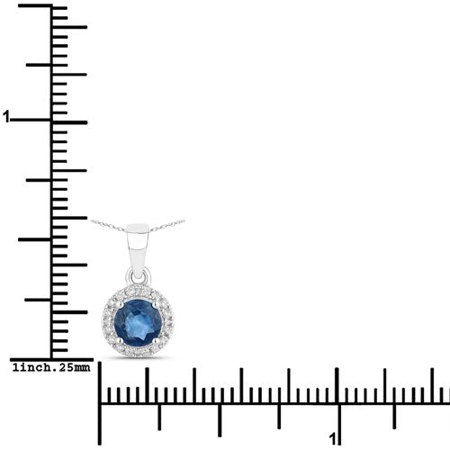 0.72 Carat Genuine Blue Sapphire and White Diamond 14K White Gold Pendant Bids.com
