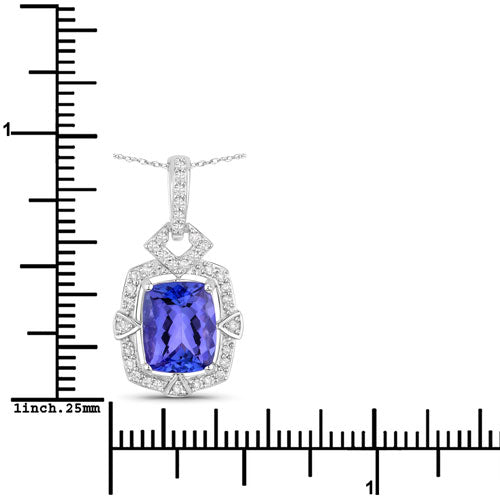 2.46 Carat Genuine Tanzanite and White Diamond 14K White Gold Pendant Bids.com