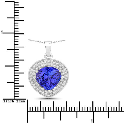 4.17 Carat Genuine Tanzanite and White Diamond 14K White Gold Pendant Bids.com