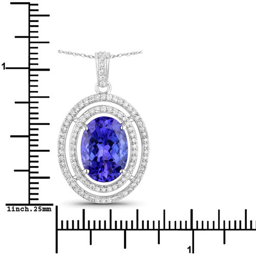 4.90 Carat Genuine Tanzanite and White Diamond 14K White Gold Pendant Bids.com