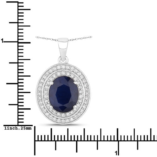 4.82 Carat Genuine Blue Sapphire and White Diamond 14K White Gold Pendant Bids.com