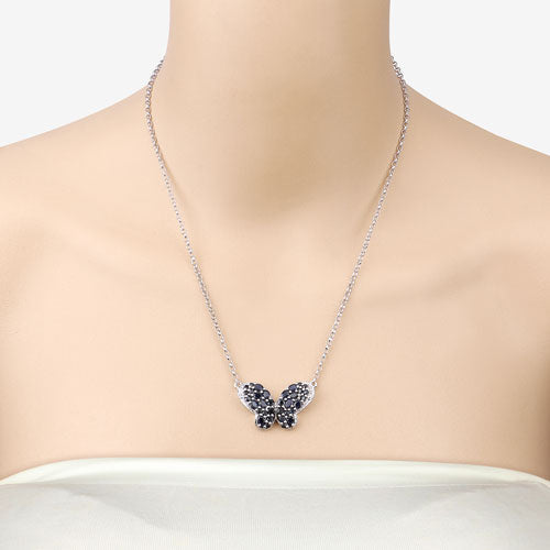 3.83 Carat Genuine Blue Sapphire and White Zircon .925 Sterling Silver Pendant Bids.com
