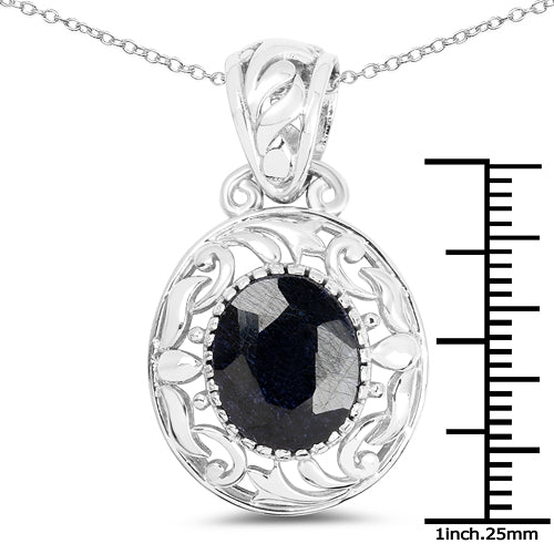 5.94 Carat Dyed Sapphire .925 Sterling Silver Pendant Bids.com