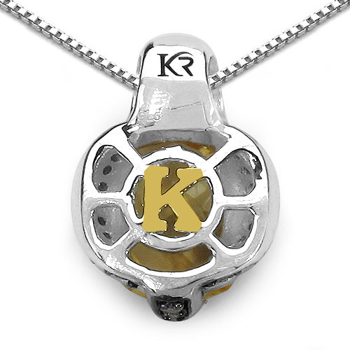 2.91 Carat Genuine Citrine, Champagne Diamond & White Diamond .925 Sterling Silver Pendant Bids.com