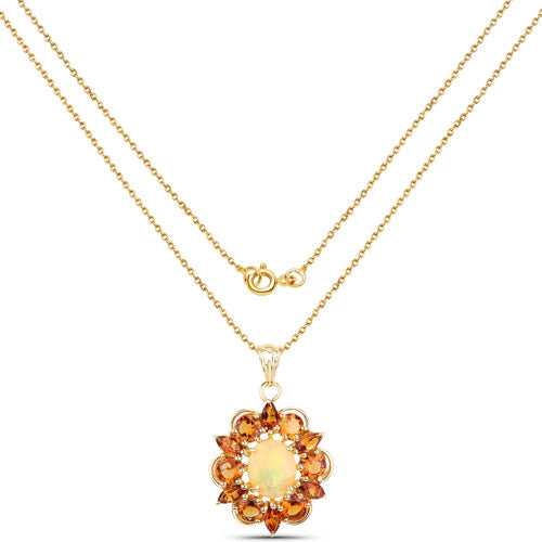 5.99 Carat Genuine Ethiopian Opal and Citrine .925 Sterling Silver Pendant Bids.com