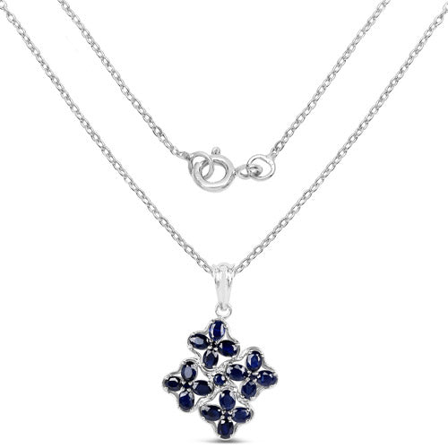 3.68 Carat Genuine Blue Sapphire .925 Sterling Silver Pendant Bids.com