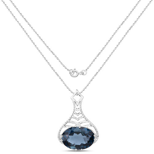 6.65 Carat Genuine London Blue Topaz .925 Sterling Silver Pendant Bids.com
