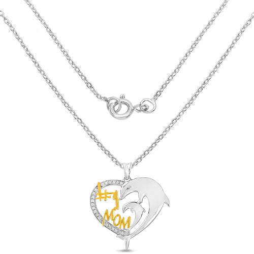 Two Tone Plated 0.14 Carat Genuine White Diamond .925 Sterling Silver Pendant Bids.com
