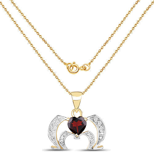 14K Yellow Gold Plated 1.05 Carat Genuine Garnet and White Topaz .925 Sterling Silver Pendant Bids.com