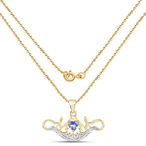 14K Yellow Gold Plated 0.62 Carat Genuine Tanzanite and White Topaz .925 Sterling Silver Pendant Bids.com
