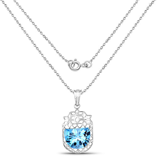 10.90 Carat Genuine Swiss Blue Topaz .925 Sterling Silver Pendant Bids.com