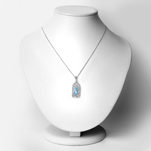 4.57 Carat Genuine Swiss Blue Topaz & White Topaz .925 Sterling Silver Pendant Bids.com