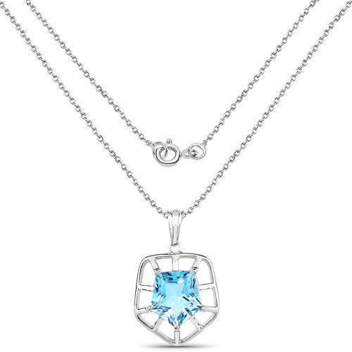 7.60 Carat Genuine Blue Topaz .925 Sterling Silver Pendant Bids.com