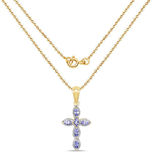 14K Yellow Gold Plated 0.84 Carat Genuine Tanzanite .925 Sterling Silver Pendant Bids.com