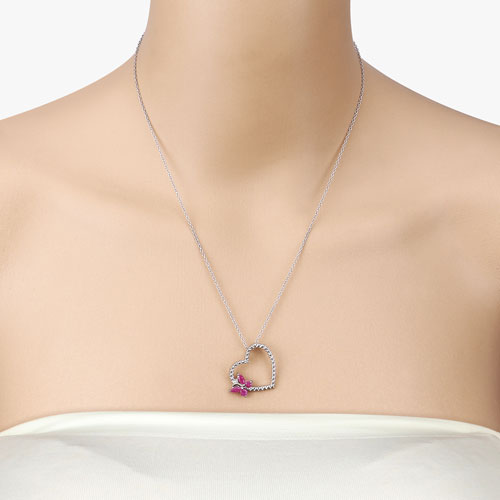 0.52 Carat Genuine Ruby and Created White Sapphire .925 Sterling Silver Pendant Bids.com