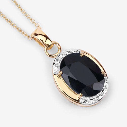 7.50 Carat Genuine Black Sapphire .925 Sterling Silver Pendant Bids.com