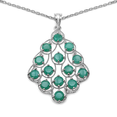 6.02 Carat Genuine Emerald .925 Sterling Silver Pendant Bids.com